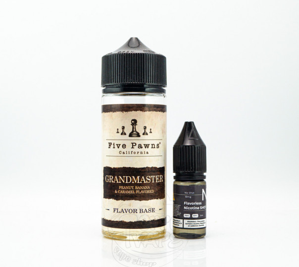 Рідина Five Pawns Organic Shortfill Grandmaster 120ml 3mg на органічному нікотині зі смаком банана з арахісовим маслом