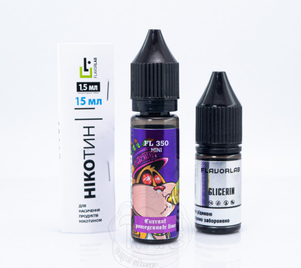 Рідина Flavorlab FL350 Mini Salt Currant Pomegranate Lime 15ml 50mg зі смаком смородини, гранату та лайму (набір компонентів)