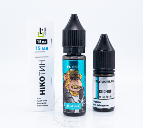 Рідина Flavorlab FL350 Mini Salt Mint Gum 15ml 50mg зі смаком м'ятної жуйки (набір компонентів)