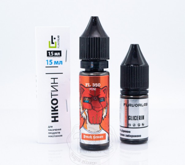 Жидкость Flavorlab FL350 Mini Salt Peach Lemon 15ml 50mg со вкусом персика и лимона (набор компонентов)