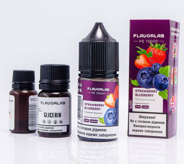 Жидкость FlavorLab PE 10000 Salt Strawberry Blueberry 30ml 50mg со вкусом клубники и черники (набор компонентов)