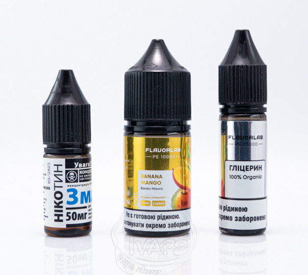 Жидкость FlavorLab PE 10000 Salt Banana Mango 30ml 50mg (набор компонентов)