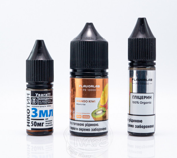 Жидкость FlavorLab PE 10000 Salt Mango Kiwi 30ml 50mg (набор компонентов)