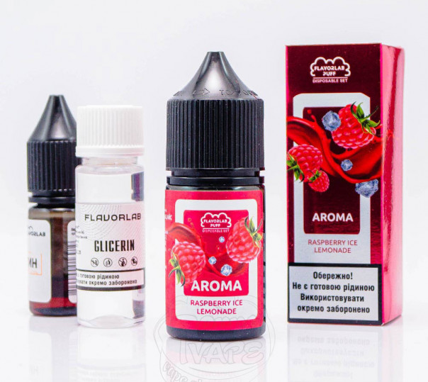 Жидкость Flavorlab Puff Salt Raspberry Ice Lemonade 30ml 50mg со вкусом малинового лимонада со льдом (набор компонентов)