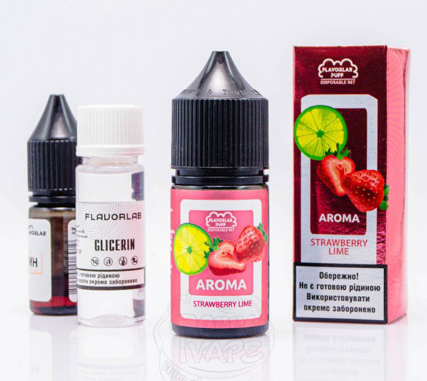 Жидкость Flavorlab Puff Salt Strawberry Lime 30ml 50mg со вкусом клубники с лаймом (набор компонентов)