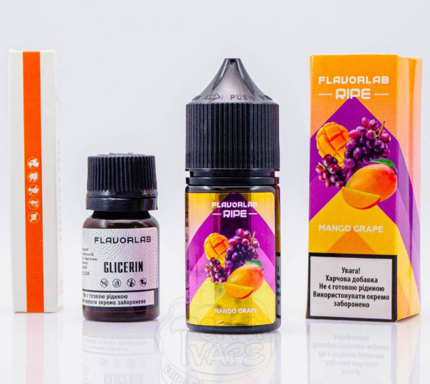 Рідина Flavorlab Ripe Salt Mango Grape 30ml 50mg зі смаком манго та винограду (набір компонентів)