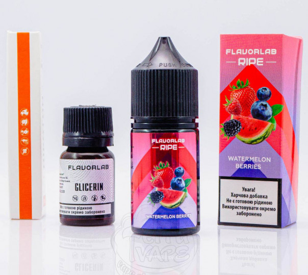 Рідина Flavorlab Ripe Salt Watermelon Berry 30ml 50mg зі смаком кавуна та лісових ягід (набір компонентів)