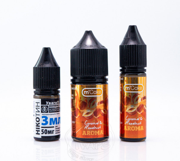 Жидкость M-Cake Salt Caramel & Hazelnut 30ml 50mgсо вкусом ореховой конфеты (набор компонентов)