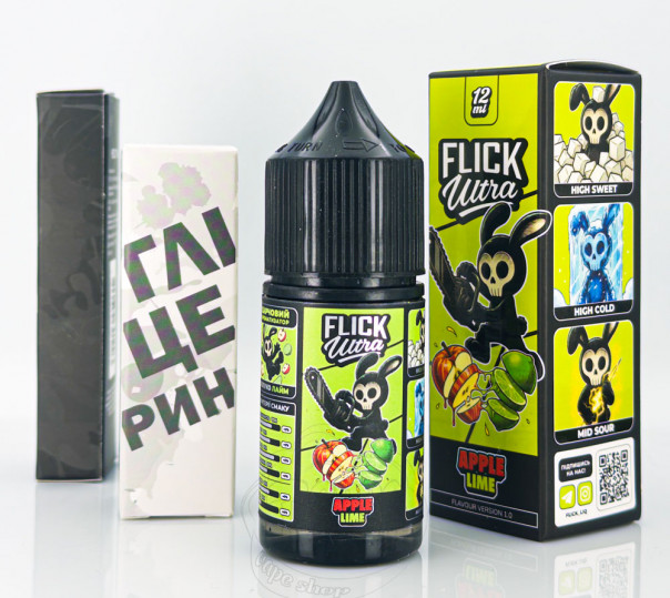 Рідина Flick Ultra Salt Apple Lime 30ml 50mg зі смаком яблука та лайма з холодком (набір компонентів)