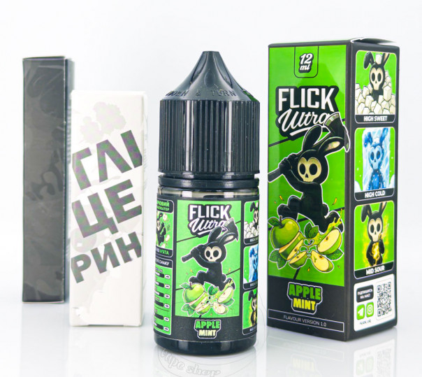 Жидкость Flick Ultra Salt Apple Mint 30ml 50mg со вкусом яблока и мяты с холодком (набор компонентов)