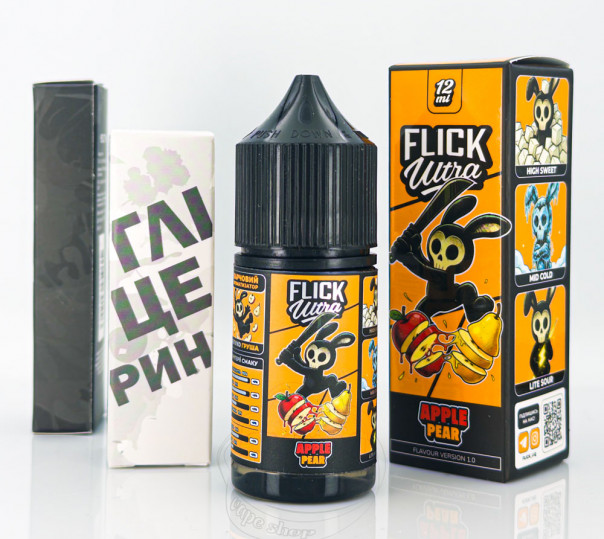 Жидкость Flick Ultra Salt Apple Pear 30ml 50mg со вкусом яблока и груши с холодком (набор компонентов)