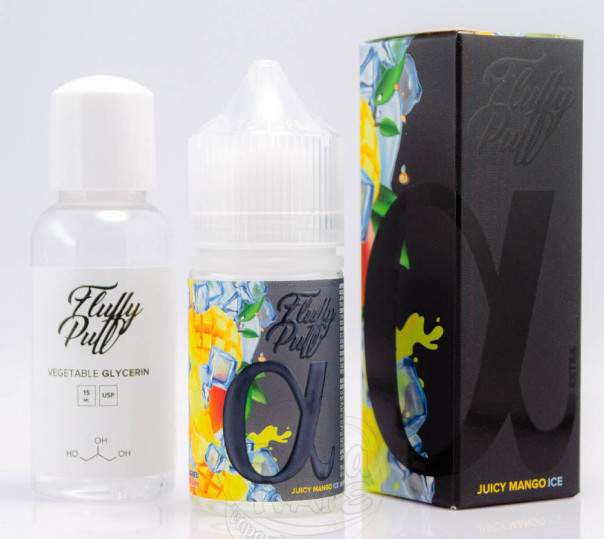 Рідина Fluffy Puff Alpha Salt Juicy Mango Ice 30ml 50mg зі смаком манго з холодком (набір компонентів)