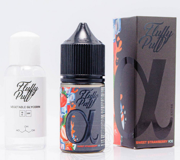 Рідина Fluffy Puff Alpha Salt Sweet Strawberry Ice 30ml 25mg зі смаком полуниці з холодком (набір компонентів)