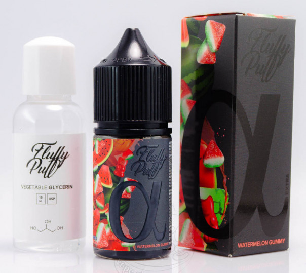 Рідина Fluffy Puff Alpha Salt Watermelon Gummy 30ml 0mg зі смаком кавунової желейки (набір компонентів)