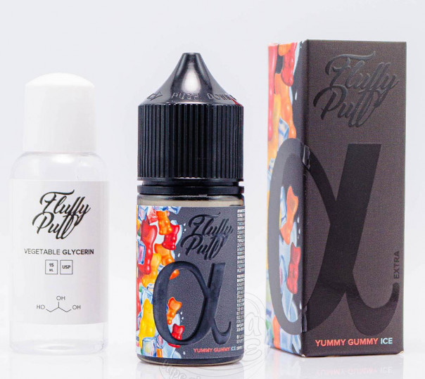 Рідина Fluffy Puff Alpha Salt Yummy Gummy Ice 30ml 0mg зі смаком желейних ведмедиків з холодком (набір компонентів)