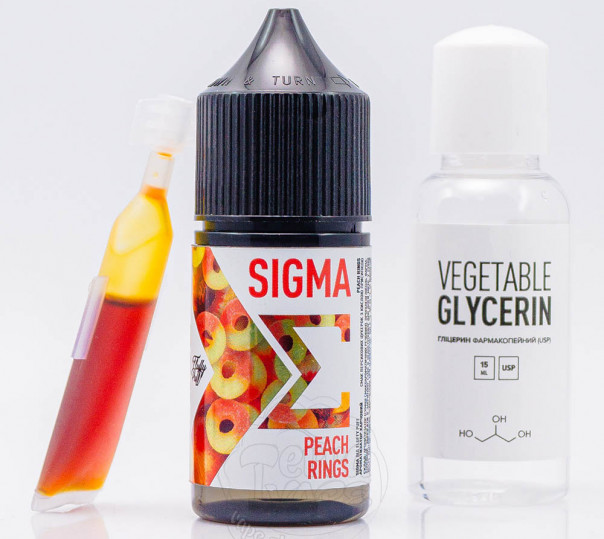 Рідина Fluffy Puff Sigma Salt Peach Rings 30ml 25mg зі смаком персика (набір компонентів)