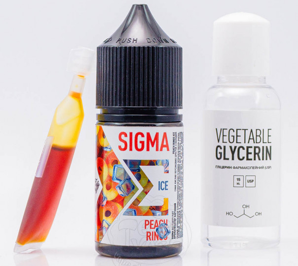 Рідина Fluffy Puff Sigma Salt Peach Rings Ice 30ml 0mg зі смаком персика з холодком (набір компонентів)