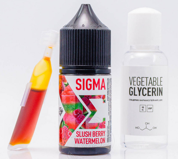 Рідина Fluffy Puff Sigma Salt Slush Berry Watermelon 30ml 0mg зі смаком ягід і кавуна (набір компонентів)