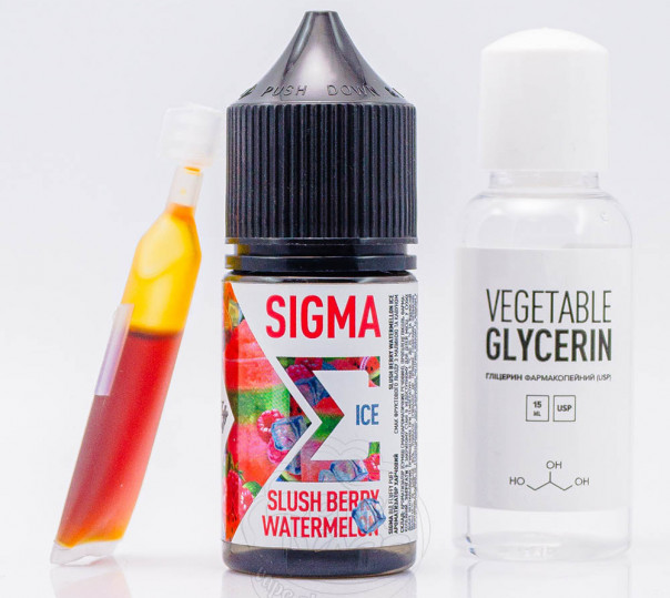 Рідина Fluffy Puff Sigma Salt Slush Berry Watermelon Ice 30ml 0mg зі смаком ягід і кавуна з льодом (набір компонентів)