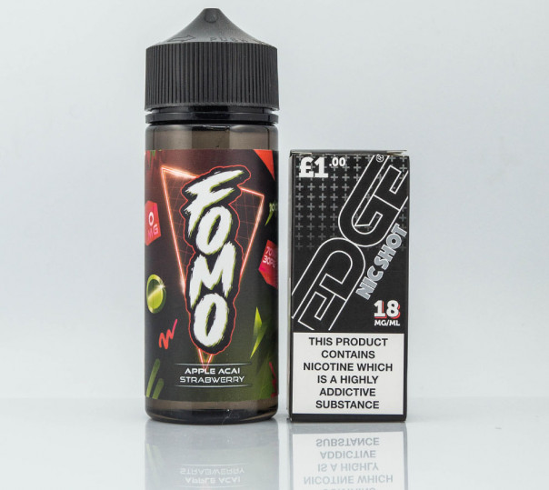 Рідина FOMO Organic Apple Acai Strawberry 100ml 0mg без нікотину зі смаком яблука, полуниці та асаї з холодком