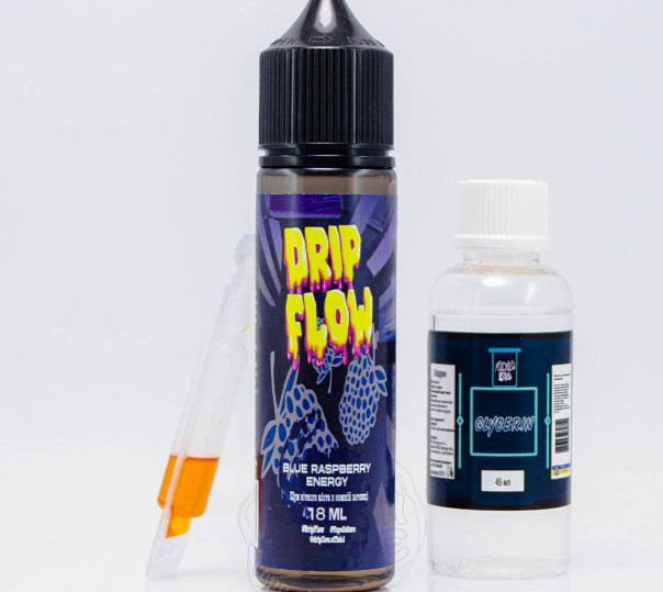 Жидкость Drip Flow Organic Blue Raspberry Energy 60ml 6mg со вкусом энергетика с синей малиной (набор компонентов)