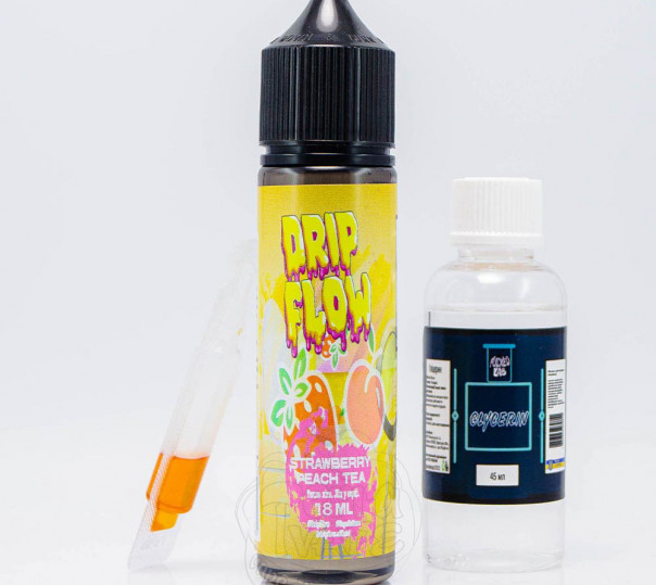 Рідина Drip Flow Organic Strawberry Peach Tea 60ml 6mg зі смаком чаю з полуницею та персиком (набір компонентів)