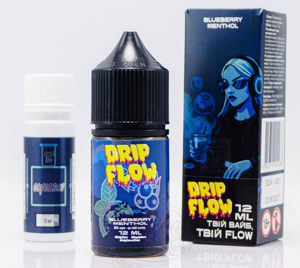 Жидкость Drip Flow Salt Blueberry Menthol 30ml 50mg со вкусом черники и ментола (набор компонентов)