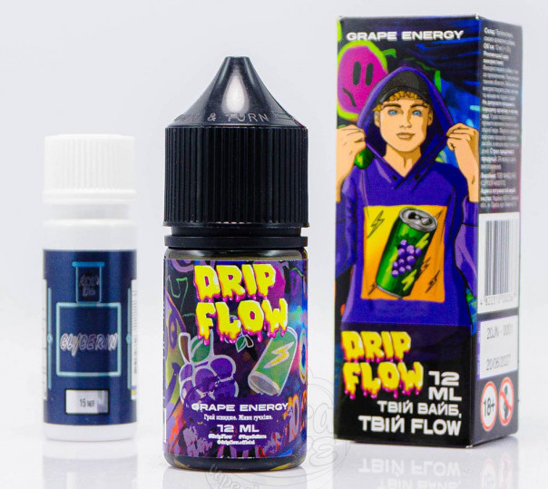 Рідина Drip Flow Salt Grape Energy 30ml 50mg зі смаком виноградного енергетику (набір компонентів)