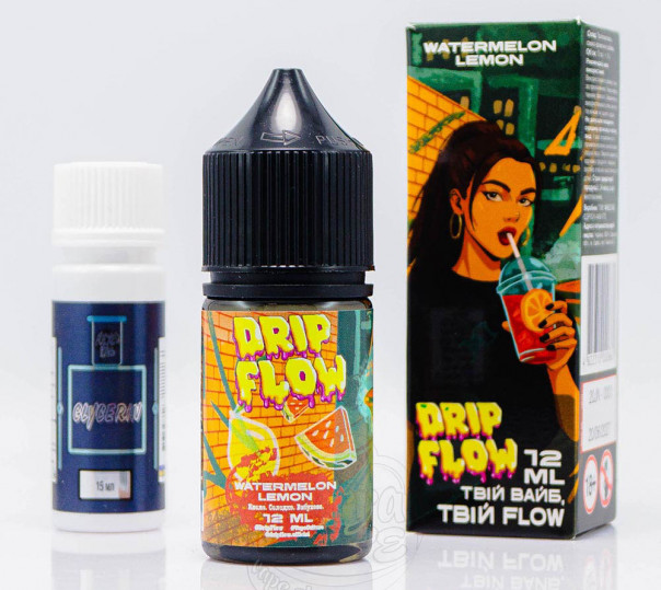 Рідина Drip Flow Salt Watermelon Lemon 30ml 50mg зі смаком кавуна та лимону (набір компонентів)