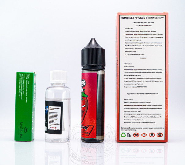 Жидкость Fucked Organic Strawberry 60ml 0mg со вкусом клубники (набор компонентов) Жидкость Fucked Organic Strawberry 60ml 0mg со вкусом клубники (набор компонентов)