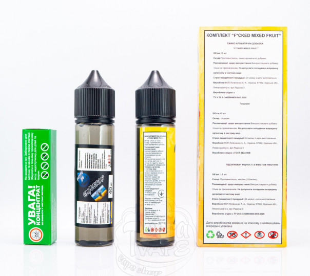 Рідина Fucked Organic Mixed Fruit 60ml 3mg зі смаком ананаса, персика та манго (набір компонентів)