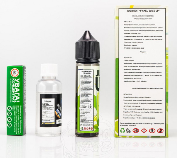 Рідина Juice Up Organic Mohito 60ml 0mg зі смаком мохіто (набір компонентів)