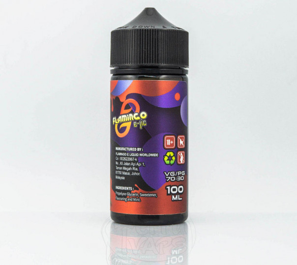 Рідина Flamingo Organic Ribena Cherry 100ml 0mg без нікотину зі смаком вишневого лимонаду Рідина Flamingo Organic Ribena Cherry 100ml 0mg без нікотину зі смаком вишневого лимонаду