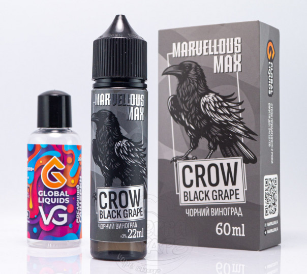 Жидкость Marvellous Max Organic Crow Black Grape 60ml 3mg со вкусом винограда (набор компонентов)