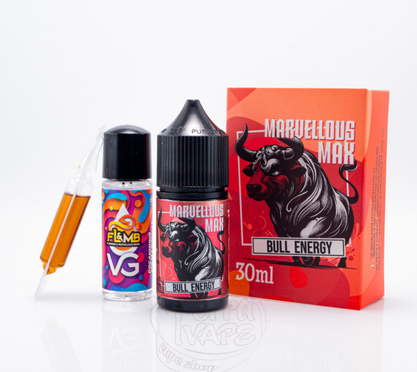 Жидкость Marvellous MAX Salt Bull Energy 30ml 50mg со вкусом энергетика (набор компонентов) Жидкость Marvellous MAX Salt Bull Energy 30ml 50mg со вкусом энергетика (набор компонентов)