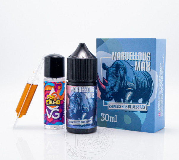 Рідина Marvellous MAX Salt Rhinoceros Blueberry 30ml 50mg зі смаком чорниці (набір компонентів) Рідина Marvellous MAX Salt Rhinoceros Blueberry 30ml 50mg зі смаком чорниці (набір компонентів)