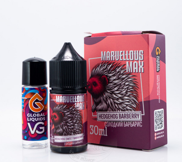 Рідина Marvellous MAX Salt Hedgehog Barberry 30ml 65mg зі смаком барбарису (набір компонентів)