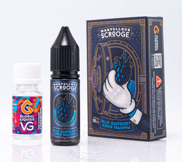 Рідина Marvellous Scrooge Salt Blue Raspberry 15ml 50mg зі смаком синьої малини (набір компонентів)