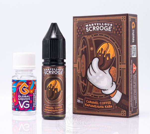 Жидкость Marvellous Scrooge Salt Caramel Coffee 15ml 65mg со вкусом карамельного кофе (набор компонентов)
