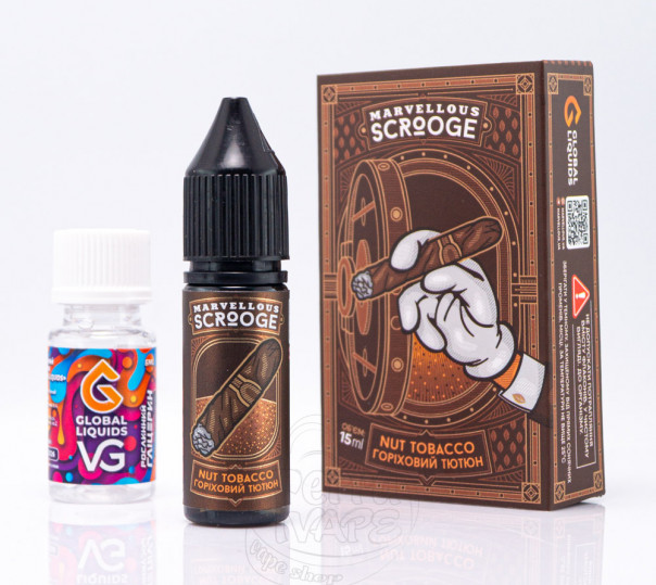 Рідина Marvellous Scrooge Salt Nut Tobacco 15ml 65mg зі смаком горіхового тютюну (набір компонентів)