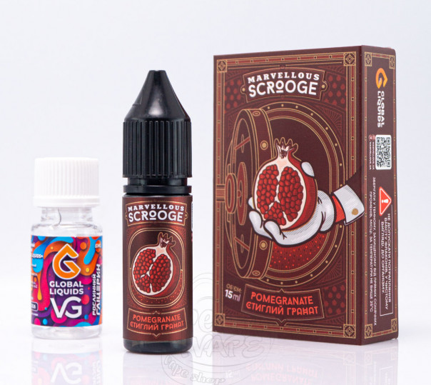 Рідина Marvellous Scrooge Salt Pomegranate 15ml 50mg зі смаком гранату (набір компонентів)