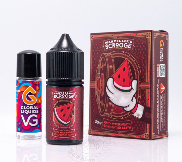 Рідина Marvellous Scrooge Salt Juicy Watermelon 30ml 50mg зі смаком кавуна (набір компонентів)