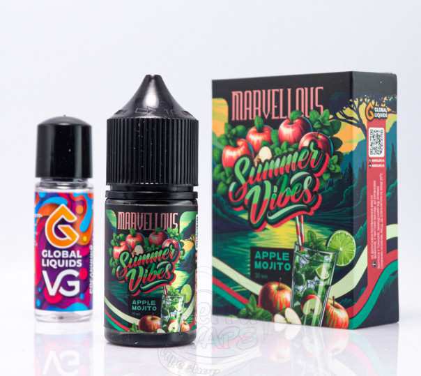 Жидкость Marvellous Summer Vibes Salt Apple Mojito 30ml 50mg со вкусом яблочного мохито (набор компонентов)