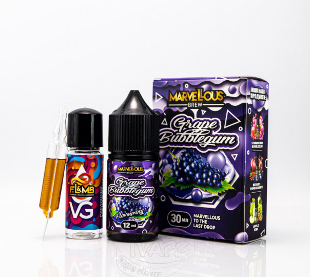 Жидкость Marvellous Brew Salt Grape Bubblegum 30ml 50mg со вкусом виноградной жвачки (набор компонентов)