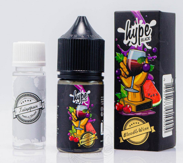 Рідина Hype Black Salt Blood Wine 30ml 25mg зі смаком винораду, вишні, кавуна та троянди (набір компонентів)