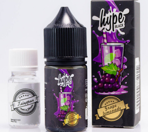 Рідина Hype Black Salt Grape Lemonade 30ml 25mg зі смаком виноградного лимонаду з льодом (набір компонентів)