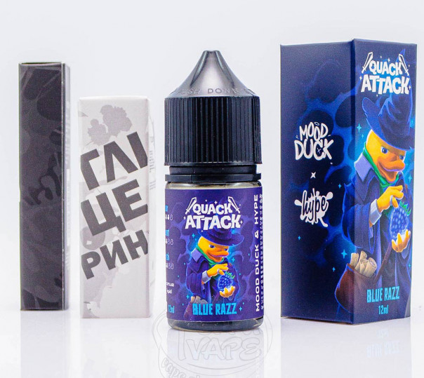 Жидкость Hype x MoodDuck Quack Attack Salt Blue Razz 30ml 50mg со вкусом голубой малины с холодком (набор компонентов)
