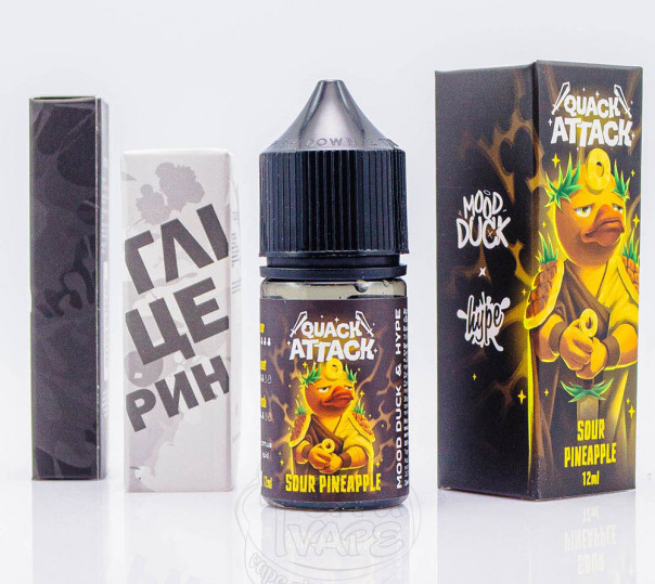 Жидкость Hype x MoodDuck Quack Attack Salt Sour Pineapple 30ml 50mg со вкусом ананаса с холодком (набор компонентов)