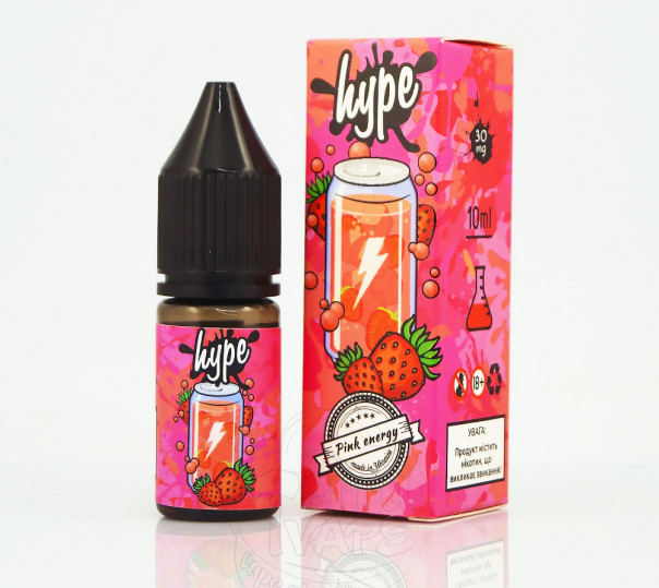 Рідина Hype Salt New Pink Energy 10ml 30mg на сольовому нікотині зі смаком полуничного енергетика