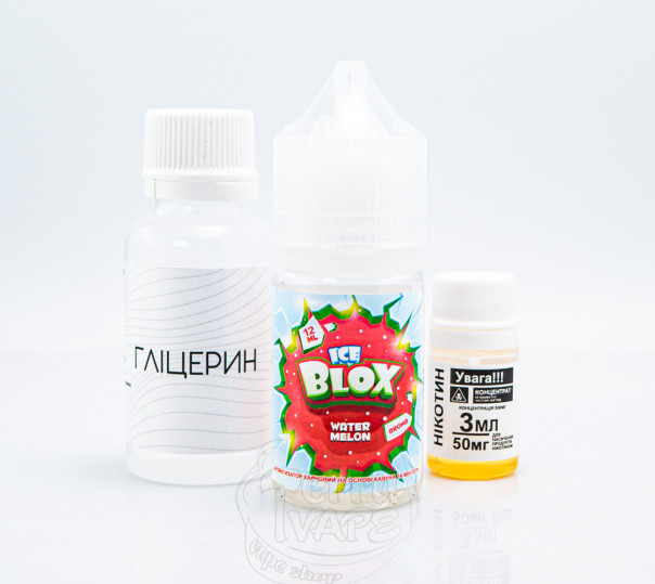 Рідина Ice Blox Salt Watermelon 30ml 50mg зі смаком холодного кавуна (набір компонентів)